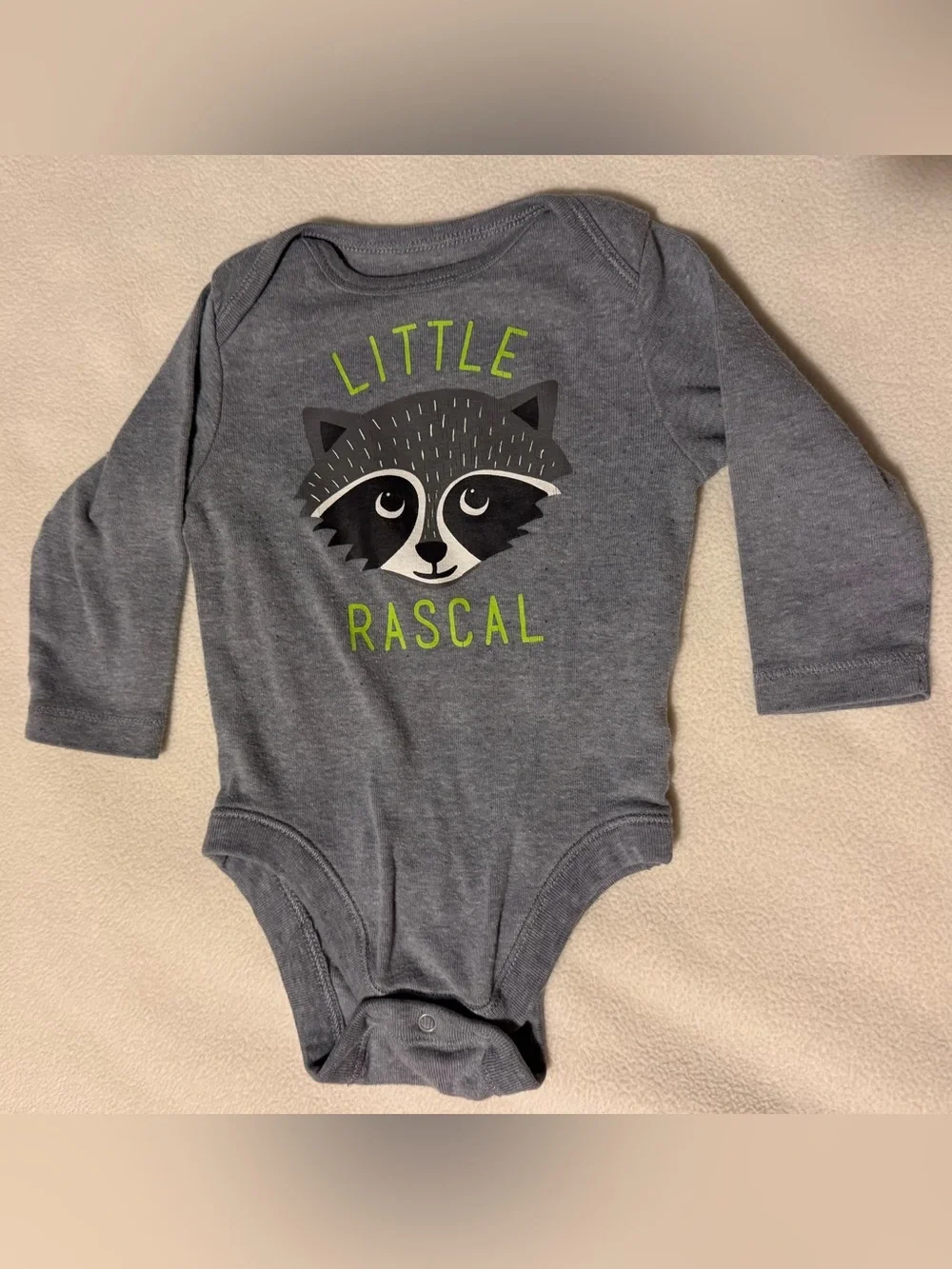 Old Navy Onesies 3-6m Mummy Raccoon Pumpkin Orange Gray White Lot/3 Long Sleeves